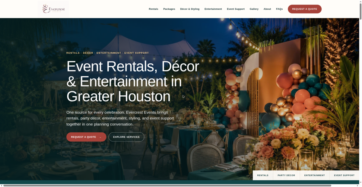 Evercrest Events website