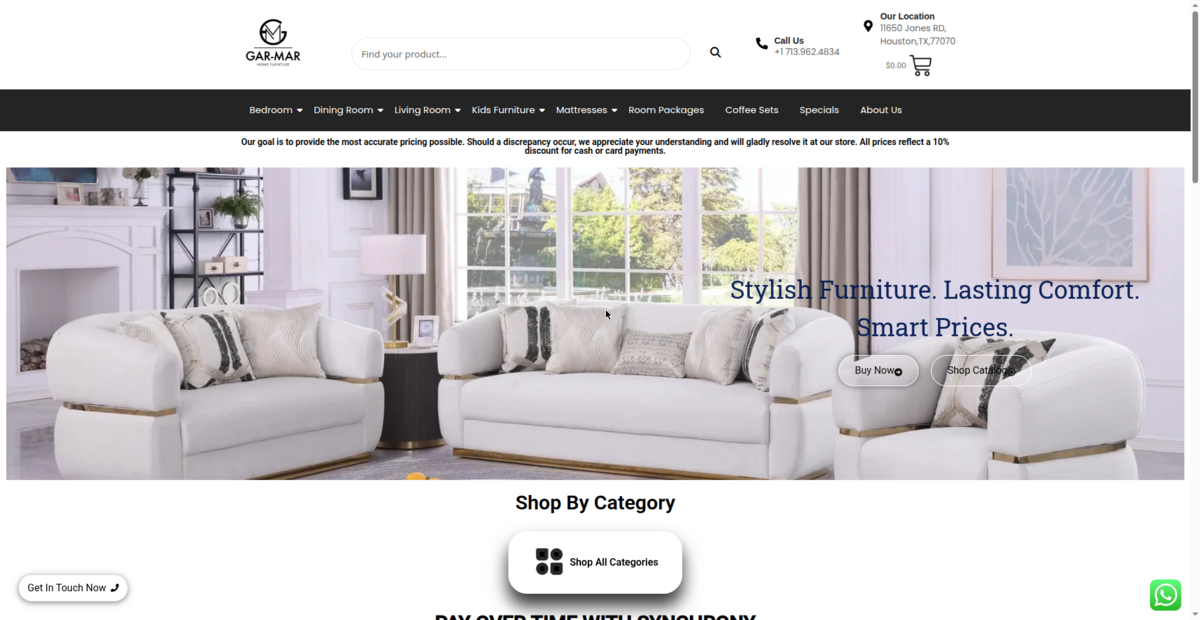Gar-Mar Home Furniture website